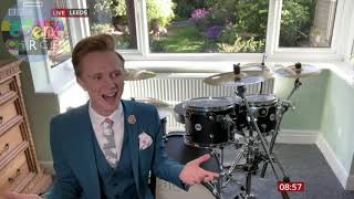 Owain Wyn Evans playing the drums on BBC Breakfast [upl. by Georgeanna]