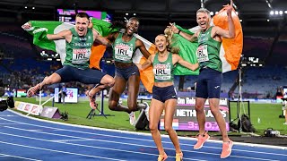 Everything we dream of  Irelands 4 x 400m mixed relay team react to European gold win [upl. by Gitt]