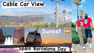 Spain 🇪🇸 Barcelona Day 3  Montjuïc Cable Car  Sunset  Sky View [upl. by Nairb678]