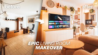 Cozy Living Room Makeover  New Desk Setup REVEAL [upl. by Ayin]