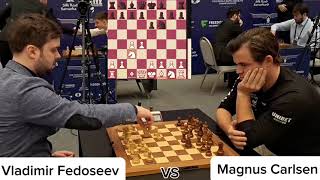 Vladimir Fedoseev Vs Magnus Carlsen  FIDE World Rapid Championship • 2023 [upl. by Elyac94]