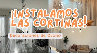 INSTALACIÓN DE CORTINAS 🏡 Decoramos de otoño 🍂 🤎 🎃 home decoracion cleaning [upl. by Nilved]