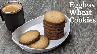 Eggless Wheat Cookies  Flaky Eggless Wheat Cookies Recipe  Quick amp Easy Eggless Wheat Cookies [upl. by Lorain357]