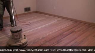 Hardwood floor refinishing Buffing between coats of finish [upl. by Ardnasal937]