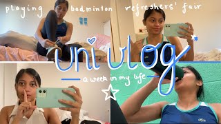 Uni Vlog 29  Refreshers Fair Playing Badminton Watching A Movie Trying Out A New Society [upl. by Alburga]