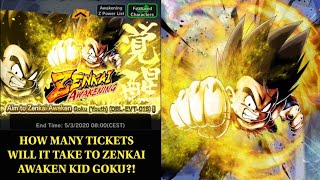 How Many Tickets Do We Need To ZENKAI Awaken Kid Goku In Dragon Ball Legends [upl. by Telrahc]