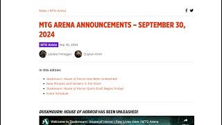 MTG Arena Announcements  September 30th 2024 [upl. by Souza]