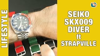 Seiko SKX009 Diver Watch Reveal ft Strapville Perlon Straps • Watches Up Close amp Personal [upl. by Tipton]