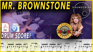 Mr Brownstone  Guns N Roses  DRUM SCORE Sheet Music PlayAlong  DRUMSCRIBE [upl. by Assela]