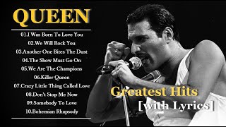 The Best of QUEEN with Lyrics 10 Songs Top Hit Songs of All Time [upl. by Akeyla]