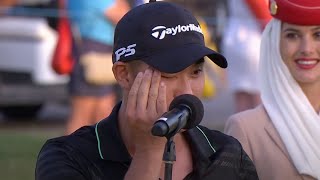 Emotional Collin Morikawa celebrates DP World Tour Championship victory [upl. by Tloh]