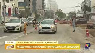 Acesso ao estacionamento do Hospital Marieta Konder está bloqueado em Itajaí [upl. by Dahs]