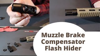 Muzzle Brake Vs Compensator Vs Flash Hider Muzzle Device Types [upl. by Nadda]