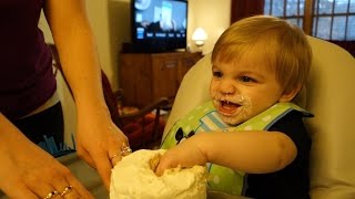 CLARK GOES CRAZY FOR CAKE DURING HIS FIRST BIRTHDAY PARTY [upl. by Eelhsa983]