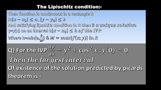 The Lipschitz condition Existence and uniqueness initial value problem ordinary differential [upl. by Tioneb222]