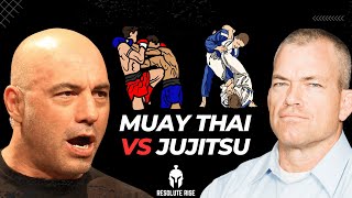 Muay Thai Vs Jiu Jitsu  joe rogan and jocko willink [upl. by Zerimar606]