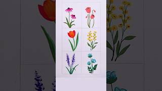 6 easy way to draw flowers art painting drawing shorts [upl. by Wilburn]