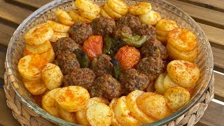 BİRAZ PATATES VE KIYMA İLE LEZZETLİ YEMEK TARİFİ  FIRINDA PRATİK PATATES KÖFTE  fırın yemekleri [upl. by Irene499]