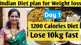 Indian diet plan for weight loss  Full day diet plan Weight loss diet plan 1200 calorie meal plan [upl. by Loretta]