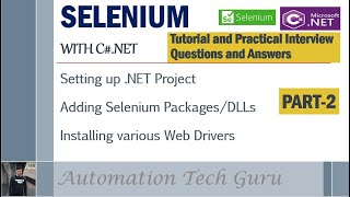 PART 2  Selenium with CNET Tutorial and Practical Interview Questions and Answers  Live Project [upl. by Akinajnat]