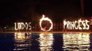 Lindos Princess beach hotel FIRE SHOW [upl. by Zerimar405]