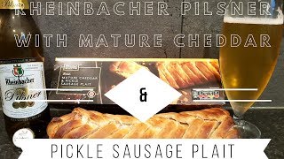 Aldi Rheinbacher Pilsner With Aldi Mature Cheddar amp Pickle Sausage Plait  Beer amp Food Review [upl. by Ylelhsa]