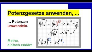 Potenzgesetze anwenden Potenzen umwandeln Aufgaben mit Lösungen PG8 [upl. by Linnea]