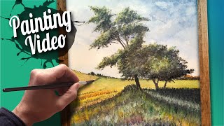 Watercolor  Aquarell Baum Landschaft malen  Speedpainting [upl. by Poree]