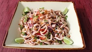 Spicy Coconut Calamari Salad  AsianStyle Coconut amp Squid Salad Recipe [upl. by Acillegna]