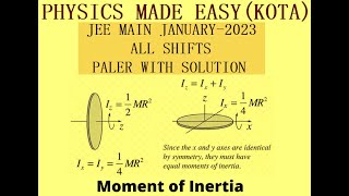 JEE MAIN 2023 JANUARY SESSION  I ALL SHIFTS A amp B SOLVED PAPER MOMENT OF INERTIA WAVELENGTH  3 [upl. by Adnorat]