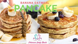 Recette pancakes à la banane Healthy Banana Oatmeal pancake [upl. by Ahsehat]