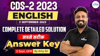 CDS ENGLISH PAPER SOLUTION  CDS EXAM ANALYSIS 2023  CDS ENGLISH ANSWER KEY WITH DETAILED SOLUTION [upl. by Aicital]