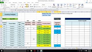 Inventory Planning and Analysis System in Excel  Auto suggest stock order quantity [upl. by Behnken989]