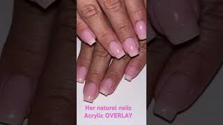 Acrylic overlay natural nails shorts nails nailart [upl. by Sawyer613]