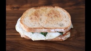 How to make an Italian fried egg sandwich with mozzarella salami amp basil [upl. by Ajam]