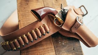 Making a Leather Cowboy Action Fast Draw Holster and Belt [upl. by Kuhn434]