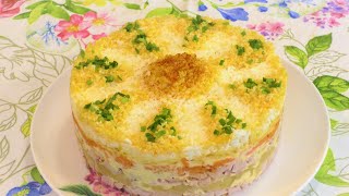 Невероятно вкусный слоеный салат с курицей ананасами и сыром к праздничному столу [upl. by Rehpretsirhc]