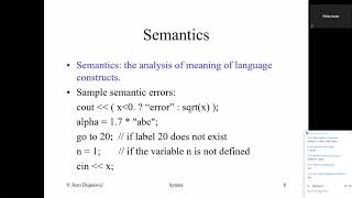 CSC600 082620  Syntax Semantics Metalanguage BackusNaur FormBNF [upl. by Cook980]