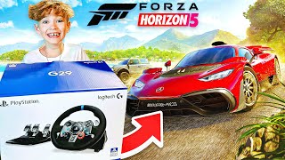 I GOT A G29 RACING WHEEL FOR MY BIRTHDAY AND PLAYED FORZA HORIZON 5 [upl. by Nylrahc]