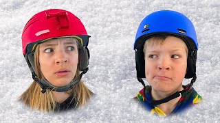 Amelia Avelina and Akim have fun playing with snow in the winter playcenter [upl. by Matthews]