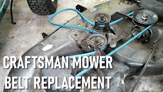 QUICK FIX Craftsman riding mower belt replacement and deck leveling [upl. by Odranreb234]