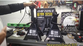 Harbor Freight Daytona 6 Ton Heavy Duty Ratcheting Jack Stands Review [upl. by Cormick766]