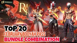 TOP 20 FEBRUARY BOOYAH PASS BUNDLE COMBINATION  WRATHFUL ILLUSION BUNDLE  FREE FIRE NEW EVENT [upl. by Shinberg330]