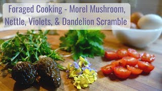 Foraged Cooking  Morel Nettle Violets and Dandelion Scramble [upl. by Mcmahon]