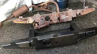 Rear Crossmember Replacement Cut off Weld In Bearmach Land Rover Series 2A restoration 225L Part 15 [upl. by Corabelle]