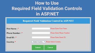 6 Required Field Validator in ASPNET  Required Field Validation Controls in ASPNET [upl. by Yziar]