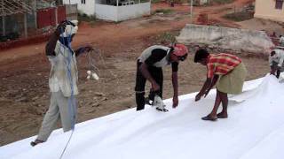 NonWoven Geotextile being Installed using Automated Sticthing Machine at Dumpsite [upl. by Sugden]