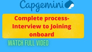 Capgemini The Complete Guide Interview to Joining [upl. by Talia]