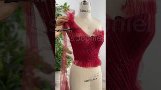 Making a corset off the shoulder long burgundy dress with side slit dress fashion sewing prom [upl. by Aerdnaed903]