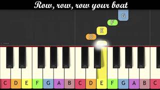 How to play Row Row Row Your Boat Nursery Rhyme on piano [upl. by Nie]